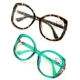 thumbnail image 4 of 2 Pairs Women Oversized Fashion Butterfly Anti Blue Ray UV Reading Glasses Metal Accent Readers +1.75, 4 of 8
