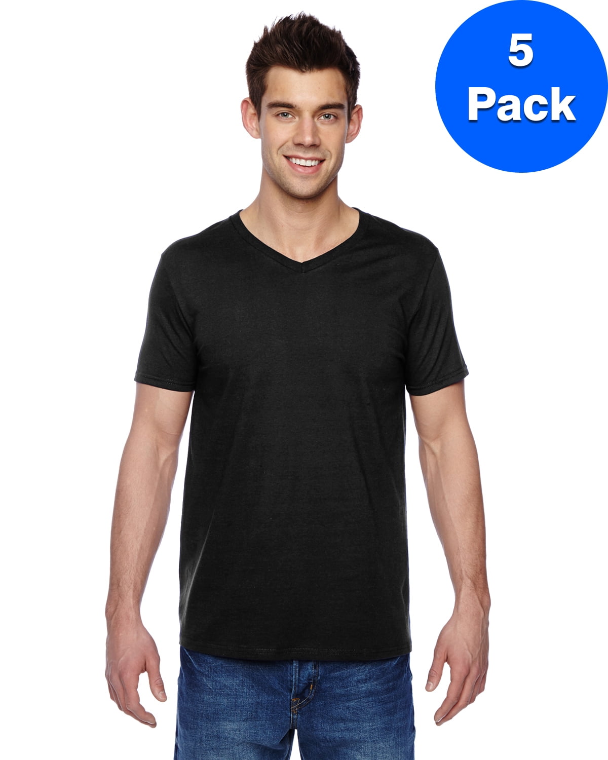 Mens Jersey V-Neck T-Shirt SFVR (5 PACK) - Walmart.com