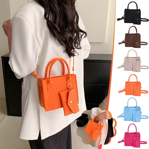 Bolso Bandolera de Fieltro para Mujer, con Cierre de Cremallera, 18 X 15 X 8 Cm, para Uso Informal y Formal, con Bolsita Extraíble.