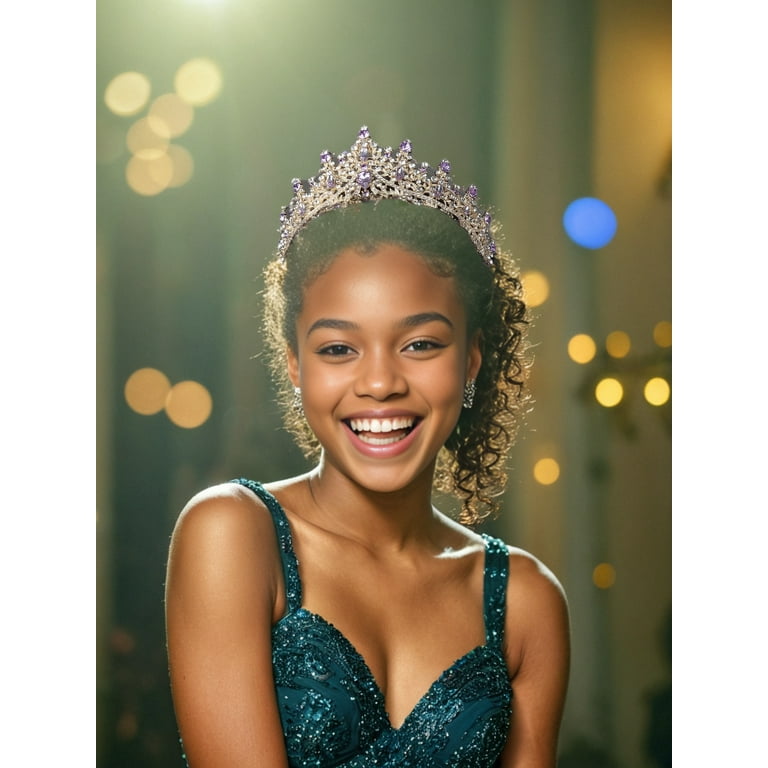 Daofin Purple Crystal Tiaras, Rhinestone Queen Crowns for  display picture 2