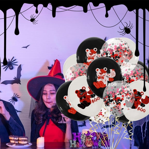 2024 Halloween Decorations,Halloween Balloons Decorations,,15pcs Horror Pink Black Orange Balloons Confetti Balloons Ghost Aluminum Foil Balloons Bats Balloons for Halloween Party Birthday Supplies