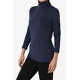 thumbnail image 3 of TheMogan Women's S~3X Essential Soft Jersey Ruched Turtle Neck Long Sleeve Slim Fit Top, 3 of 7