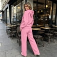 thumbnail image 4 of Zynoxe Womens Two Piece Sweatsuits Sets Casual Solid Color Zipper Hoodies and Wide Leg Pants Lounge Sets Trendy Soft Comfortable Matching Outfit Pink XL, 4 of 6