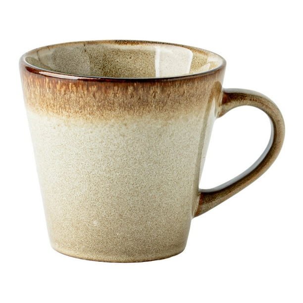Taza de cerámica para café, té, leche, 480 ml, taza única para desayuno, porcelana, té con leche Beige