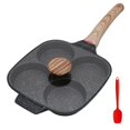 thumbnail image 1 of Sart&eacute;n Tortitas, Sart&eacute;n Huevos Poche de 4 Agujeros con Tapa Sart&eacute;n Antiadherente de Aluminio para Desayuno Huevos Fritos Hamburguesas Panqueques, Para Estufas de Gas y, 1 of 6