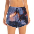 thumbnail image 4 of Lsque Winter Fire Dragon Printed Women's Running Shorts with Liner Pockets,Elastic Quick Dry Workout Athletic Gym Yoga Shorts,Womens High Waist Shorts-, 4 of 9