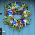 thumbnail image 5 of Ouuluon 4th of July Patriotic Simulation Wreath, Red White and Blue Door Hanging Decor for Independence Day Memorial Day Labor Day Indoor Outdoor, 5 of 7