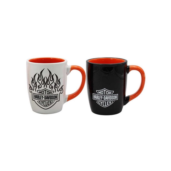 Harley-Davidson Bar & Shield Flames Ceramic Mug Set - 15 oz. - Color Change, Harley Davidson