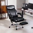 thumbnail image 1 of HOMCOM Massage Office Chair, PU Leather Desk Chair w/Footrest, Black, 1 of 10