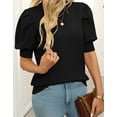 thumbnail image 5 of Cogild Puff Sleeves Sweaters for Womens Short Sleeve Crew Neck Oversized Sweaters Tops Solid Color, 5 of 9
