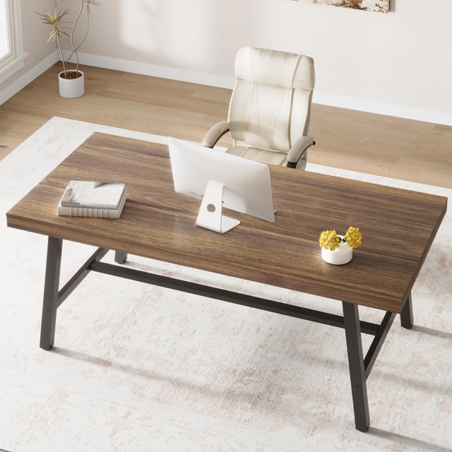 Yiwa Industrial Style Dining Table, 70.87" Wood & Metal Table, Seats 6-8, Sturdy Gray Table for Kitchen, Dining Room