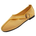 thumbnail image 2 of Samdudou Dress Shoes for Women Closed Toe Round Front Slip On Flats Unique Asymmetrical Buckle Strap Woven Textured Fabric Minimalist Aesthetic Everyday Footwear, 2 of 7