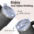 thumbnail image 4 of Leak-Proof Lid 20oz Geometric Design Tumbler with Handle, Double Wall Insulated Stainless Steel Travel Coffee Mug and Straw, 4 of 5