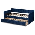 thumbnail image 6 of Baxton Studio Jona Modern and Contemporary Transitional Navy Blue Velvet Fabric Upholstered and Button Tufted Twin Daybed with Trundle, 6 of 10