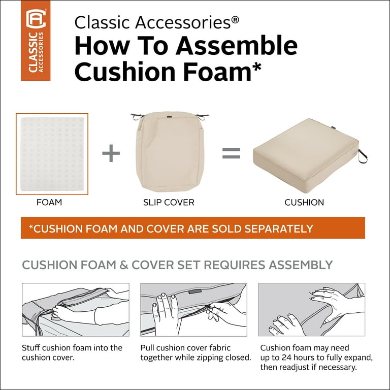 Classic Accessories 20 x 20 x 2 inch Contoured Patio Cushion Foam