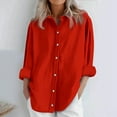 thumbnail image 2 of DondPO Women's Linen Shirt Womens Daily Casual Linen Shirts Long Sleeve Shirts Tops Casual Blouses Loose Fit Shirt Short Sleeve Button Up Women Cotton Linen Tops for Women, 2 of 6
