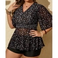 thumbnail image 5 of Swim Suits for Women Short Sleeve Flowy Tank Top with High Waisted Boyshort Modest Swimwear Plus Size Bathing Suit Fashion, 5 of 6