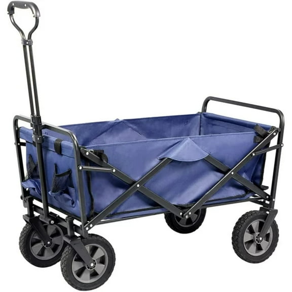 APOLLOLIFT Folding Wagon Cart, Outdoor Foldable Garden Cart for Sports, Shopping, Camping, Portable 220lbs Beach Wagon, Blue