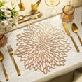 thumbnail image 5 of Hibiscus Flower Placemat Round Placemat Filigree Gold-Embossed Placemat Wedding Centerpiece Placemat 15x15 Inches Suitable for Home Dining Tables, Wedding Banquets, Hotels, And Offices, 5 of 6