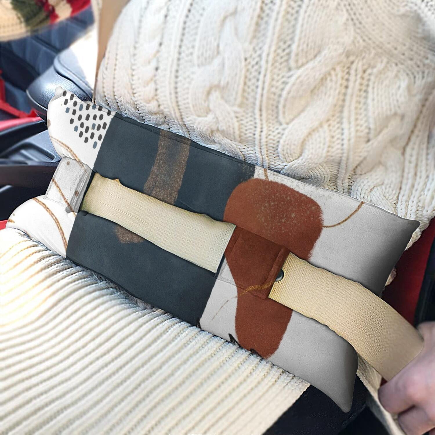 Seat Belt Pillow for Post-Surgery Soft Protective Mastectomy Cushion with Velcro Straps, Comfortable for Heart Surgery & Chemo Port Recovery (Bohemian Floral)