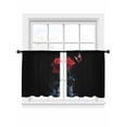 thumbnail image 2 of Sheer Curtains 54 Inches Long 2 Panels, Splash Drop Red Rose Butterfly on Black Rod Pocket Curtain Voile Draperies, Modern Abstract Art Light Filtering Window Treatment for Living Room, 2 of 8