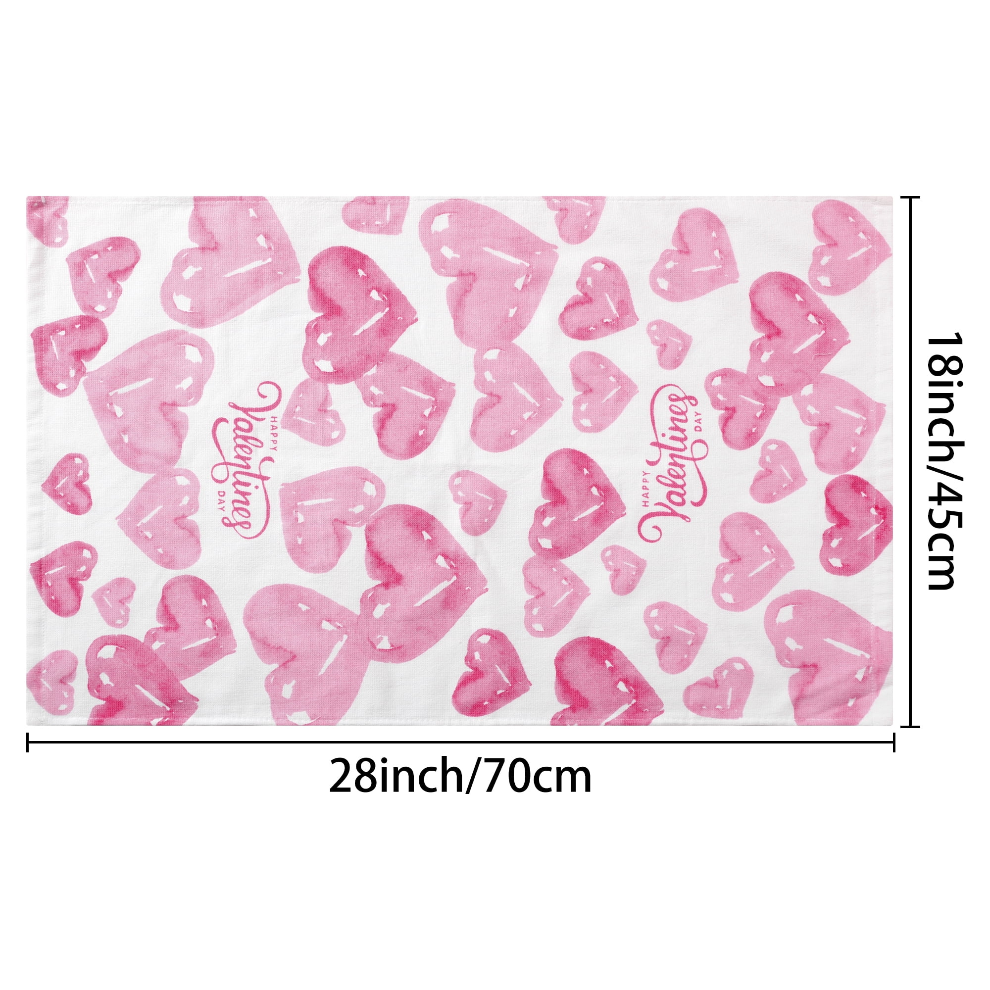Unique Bargains Cotton Thick Large Animal and Floral Printed Kitchen Towels 18"x28" Pink Heart