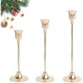thumbnail image 1 of Juego de 3 Candeleros para Velas, Portavelas Decorativo de Metal Dorado para Cónicas, para Decoración del Hogar, Bodas, Cenas, Fiestas y Cocina (3, Oro), 1 of 10