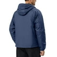 thumbnail image 3 of Little Donkey Andy Men's Warm Recycle Insulated Jacket Hooded Lightweight Windproof Winter Coat Hiking Running Travel Dark Blue L, 3 of 7