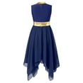 thumbnail image 4 of DPOIS Praise Dance Dress for Girls Metallic Worship Dance Tunic Navy Blue 6, 4 of 7