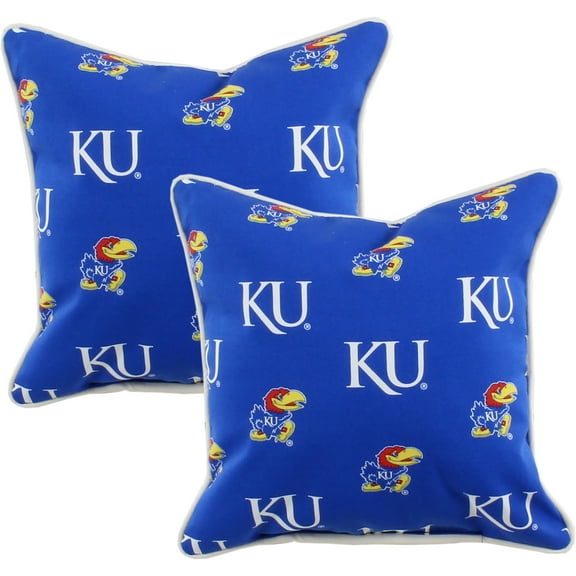 Kansas Jayhawks College Covers Indoor or Outdoor Decorative Pillow Pair, 16 in x 16 in