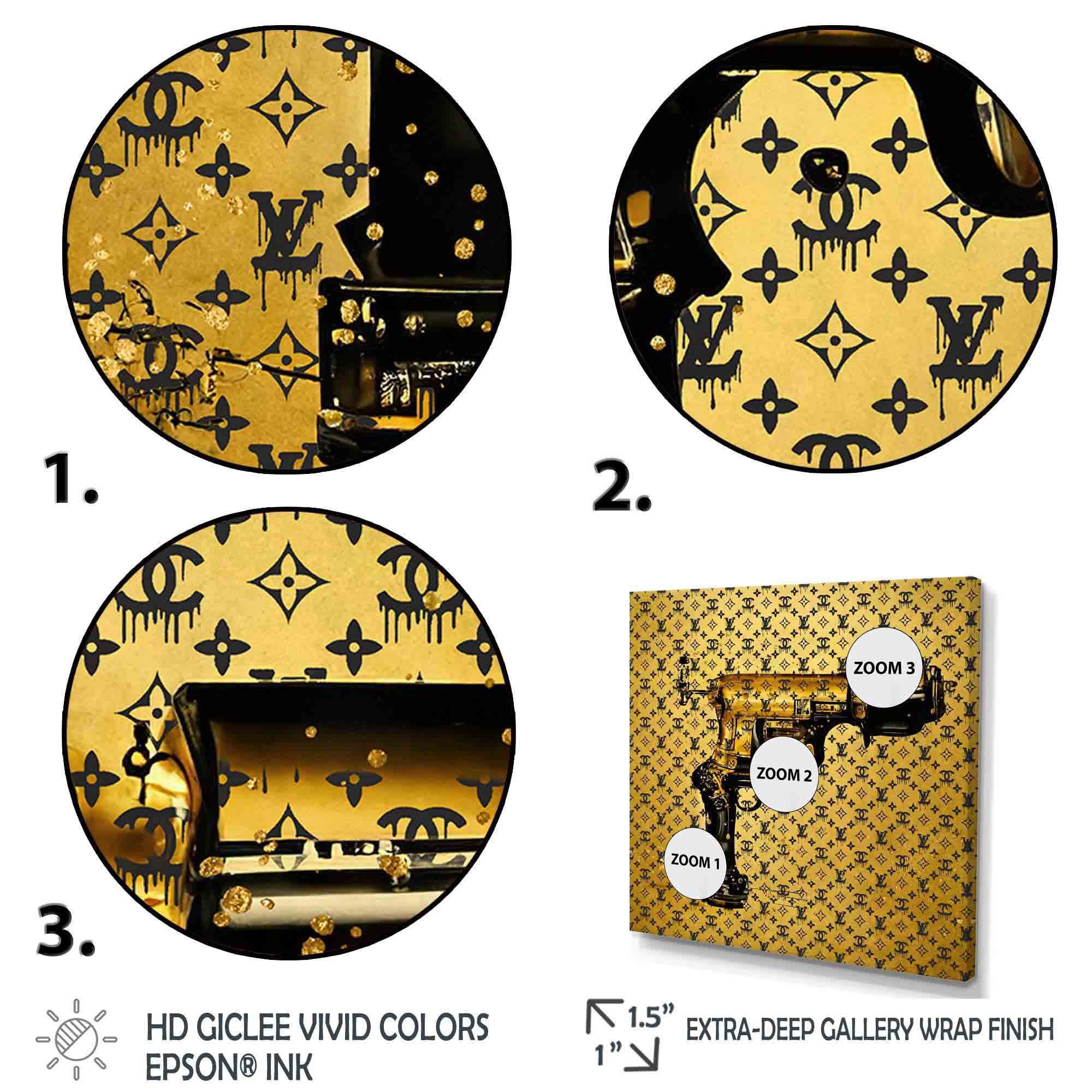 Designart Gold Designer Pistol IV Canvas Wall Art