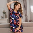 thumbnail image 3 of Kdxio American With Lips Pattern Womens Short Sleeve Sleepshirt Scoopneck Cute Nightdress Ruffle Comfy Nightgown, 3 of 6