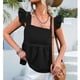thumbnail image 3 of Blusa sin mangas para mujer, con ribete de volantes, tirantes para los hombros, dobladillo empalmado suelto, blusa informal sin espalda de verano, 3 of 8