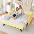 thumbnail image 4 of Twin Size Gingham Daybed with Trundle, Wave Shaped Sofa Bed with USB Port, No Box Spring Needed, 4 of 10