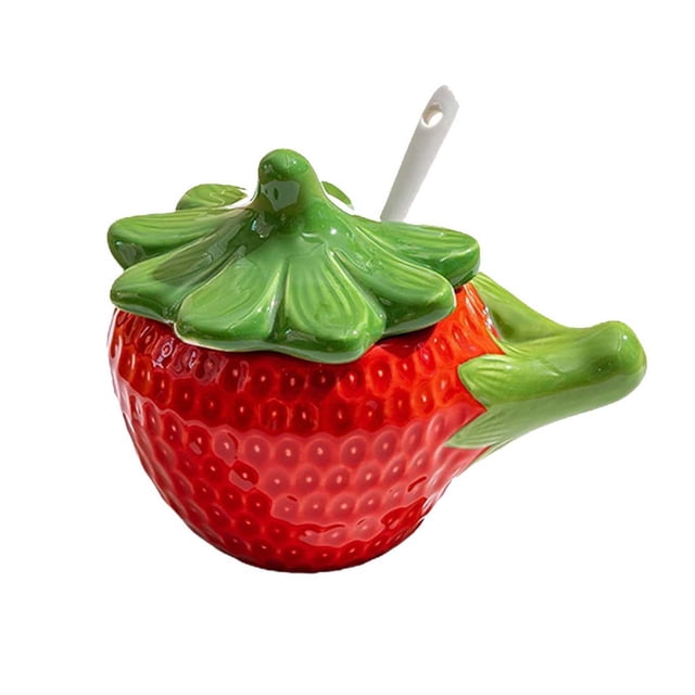 Dispensador de cerámica de fresa caprichosa, bonita vinagrera de aceite for decoración de cocina, salero y botella de loción