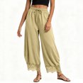 thumbnail image 6 of QGJZVUNL Lace Trim Wide Leg Pants for Women High Waisted Palazzo Pants Drawstring Sweatpants with Pockets Size L, 6 of 6