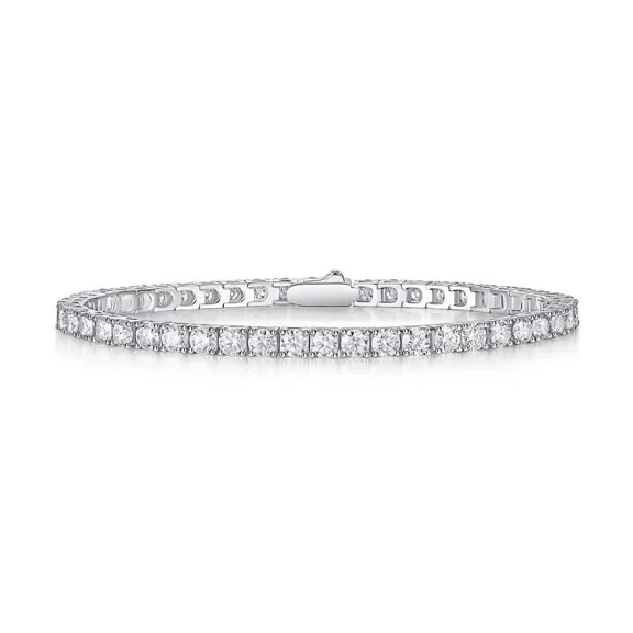 3mm D Color Moissanite Tennis Chain Bracelet 925 Sterling Silver Spring Buckle-Multiple Size Options