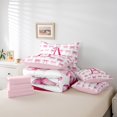 thumbnail image 6 of jejeloiu Letter A Monogrammed 7-Piece Twin Bedding Sets,Bowknot Bow Ribbon Bedding Comforter Set,Pink White Sheet Sets For Girls,Microfiber Room Decorative Reversible, 6 of 8