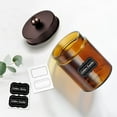 thumbnail image 4 of Glass Qtip Holder, Apothecary Jars with Bronze Metal Lid & Stickers-Bathroom Qtip Dispenser Storage Organizer Set,Vanity Counter Canister for Cotton Swabs,Round Floss(2 Pack), 4 of 7