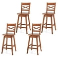 thumbnail image 1 of Gymax 4PCS 24'' Counter Height Rubber Wood Stool Swivel Bar Stool w/ Inclined Backrest, 1 of 3