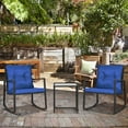 thumbnail image 2 of Outsunny Wicker Rocking Bistro Set w/ Coffee Table Rocking Chairs Blue, 2 of 9