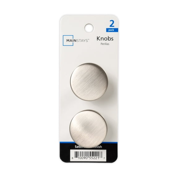 Mainstays 1.26" Coin Knob, 2 Pack, Satin Nickel