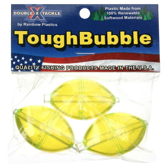 Double X Tackle Tough Bubble 1.5" Fishing Float Tranparant Green, 3-pack