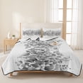 thumbnail image 3 of Full Quilt Set 78''x90'', Black Grey Eucalyptus Leaves Lightweight Bedspread Coverlet with 2 Pillow Shams, Spring Summer Botanical Floral Breathable All Season Quilt Bedding for Bedroom/Guest Room, 3 of 9