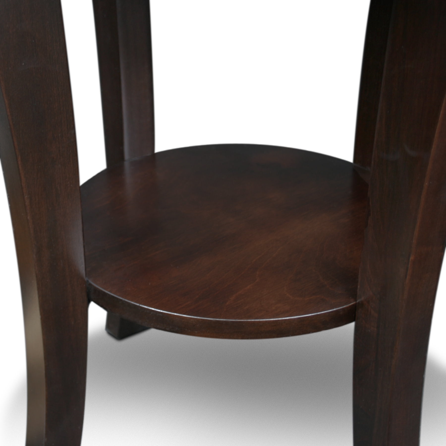Leick Home Boa Solid Wood Round End Table with Shelf, Chocolate Oak