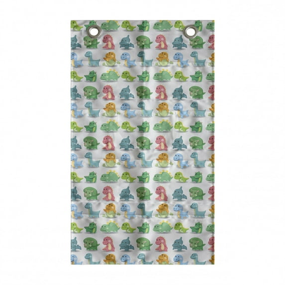 Jurassic Hanging Pocket Organizer, Colorful Dinosaur Pattern Beast Fantasy Primeval Times Happiness, Printed Polyester Storage Bag with Pockets, 21" x 31", Green Turquoise Marigold