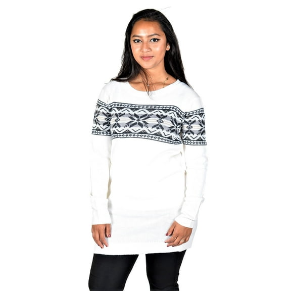 RWB Womens Round Neck Pullover Sweater Off White Small