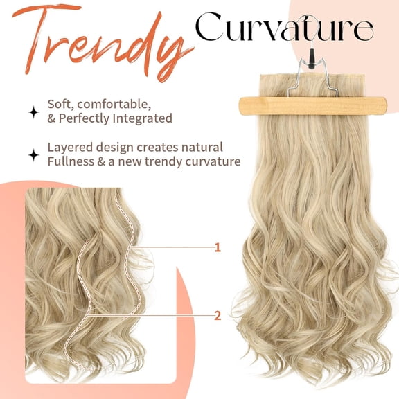 WEIF-Kookastyle Clip in Hair Extensions 4 pcs Natural Long Synthetic Curly Hairpieces Layered Soft Invisible for Women Light Brown with Platinum Blonde 20 Inch