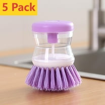Qocolhg 5 Pack Dish Brush with Soap Dispenser for Dishes Pot Pan Kitchen Sink Scrubbing, Soap Dispensing Palm Brush, Purple