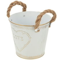 Galvanized Iron Planter Buckets with Handles Rustic Farmhouse Flower Tubs Vintage Small Pots for Floral Arrangements Wedding Home